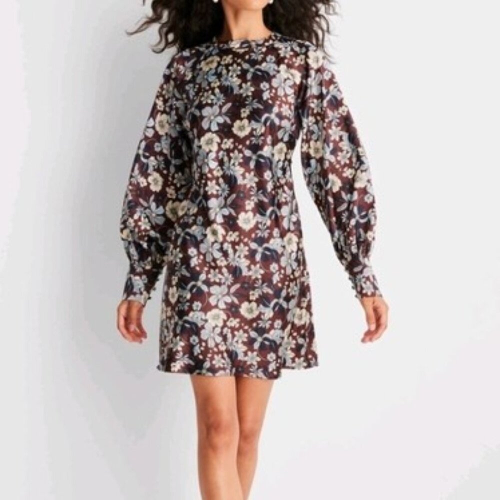 Future Collective Reese Blutstein M Satin Backless Long Sleeve Mini Dress NWT - Picture 3 of 10